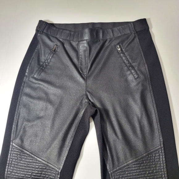 BCBGMaxAzria Women's Black Moto Faux Leather Pull On leggings Size M - Picture 10 of 14